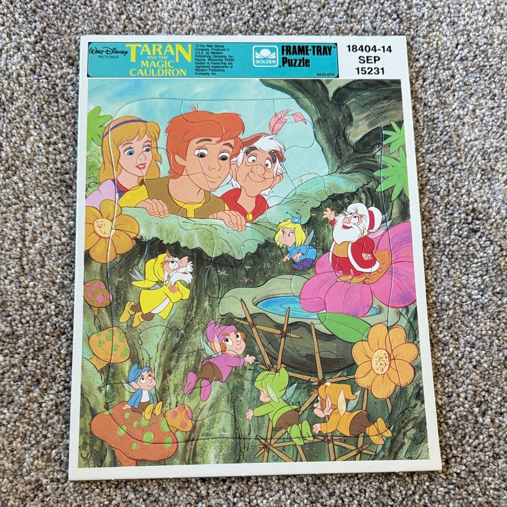 Vintage Disney Taran & The Magic Cauldron Golden Frame-Tray Puzzle
